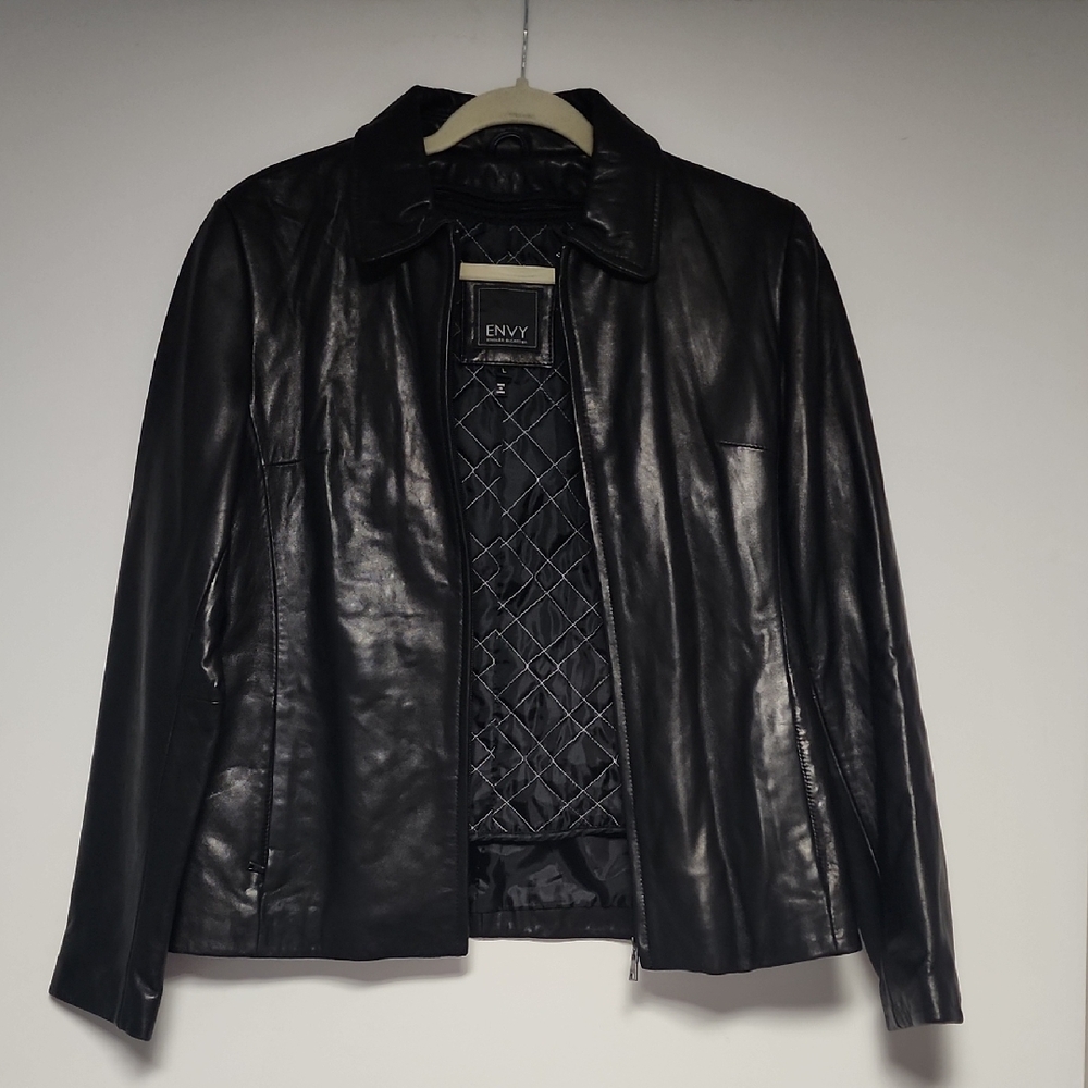 Knoles & Carter Women's Black Leather Jacket With Detachable Inner Layer Size L